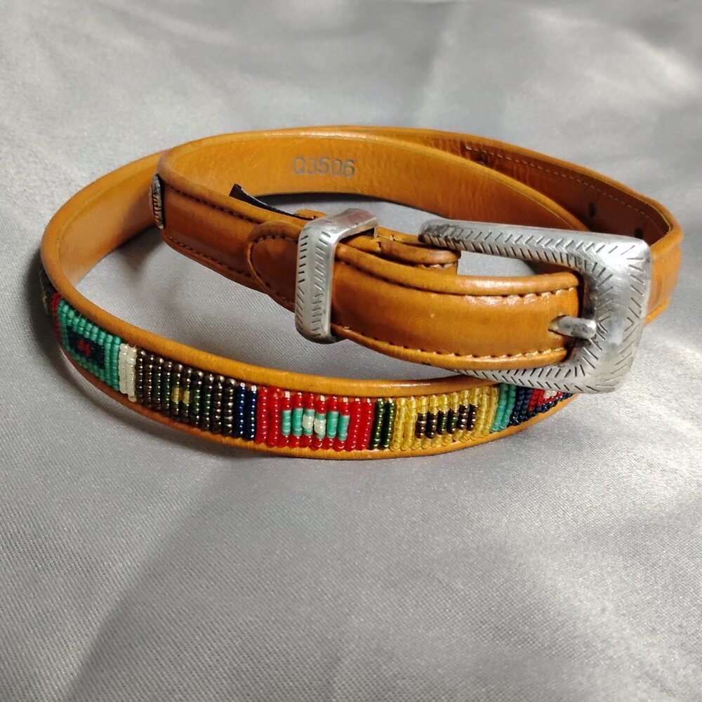 ❤️WOMENS BRIGHTON Micro Beaded Skinny Belt Sz Small / 28 -32